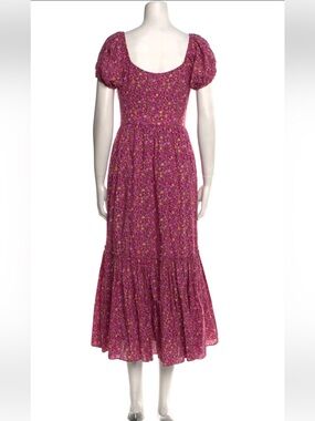 LoveShackFancy Floral Angie Dress in Magenta and Pink